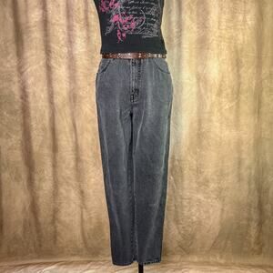 Vintage Gray Denim Jeans High Waisted Wide Taper Leg Pants Skater Streetwear 90s